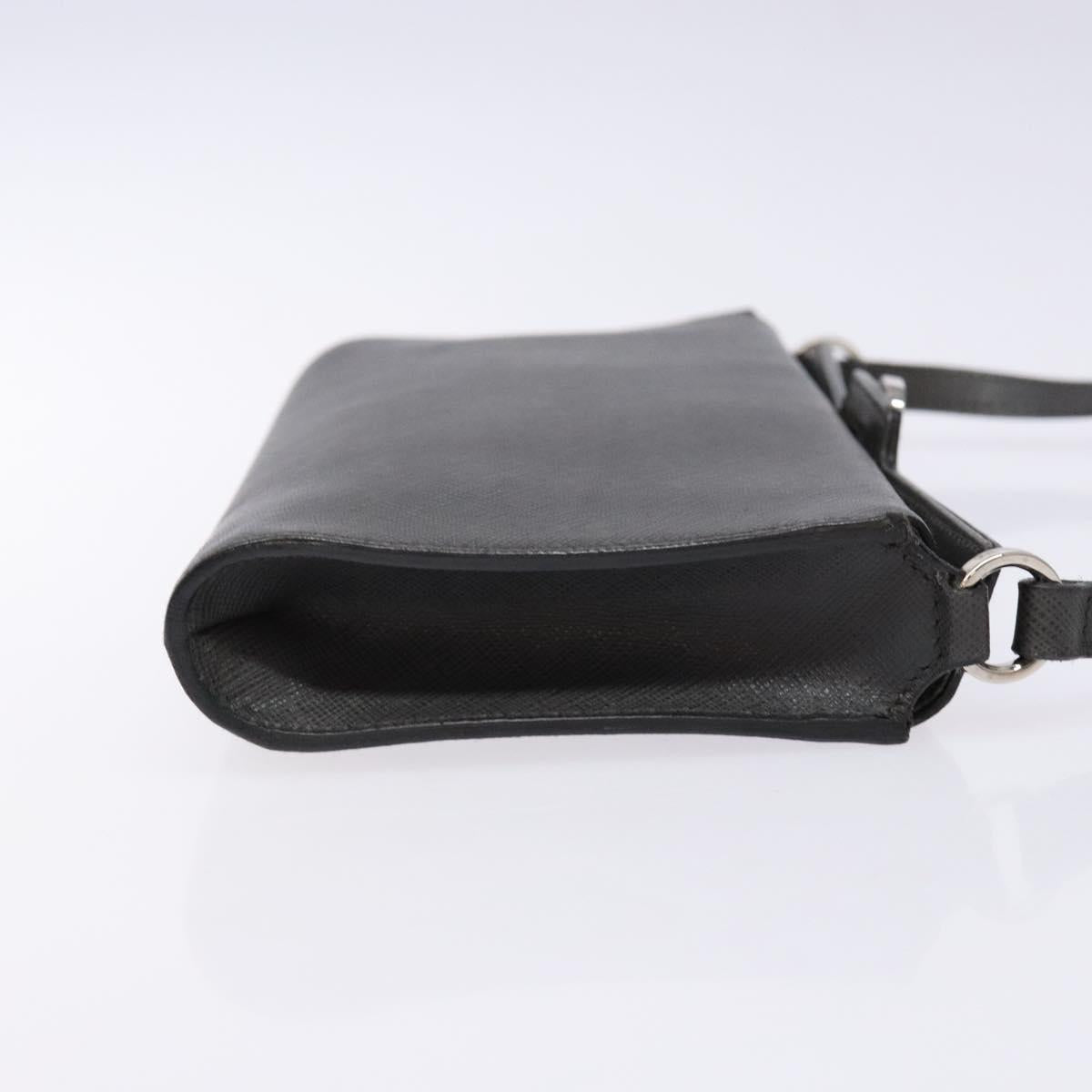 Salvatore Ferragamo Gancini Shoulder Bag Leather Gray Silver Auth BA4441