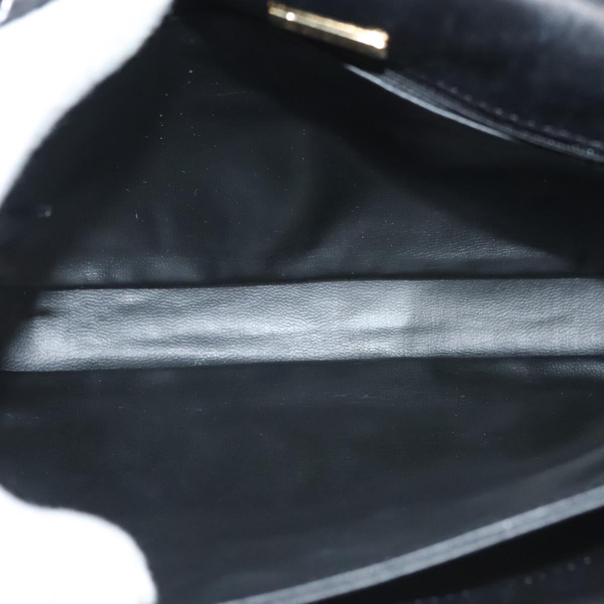 BALLY Quilted Chain Shoulder Bag Leather Black Gold Auth BA4443