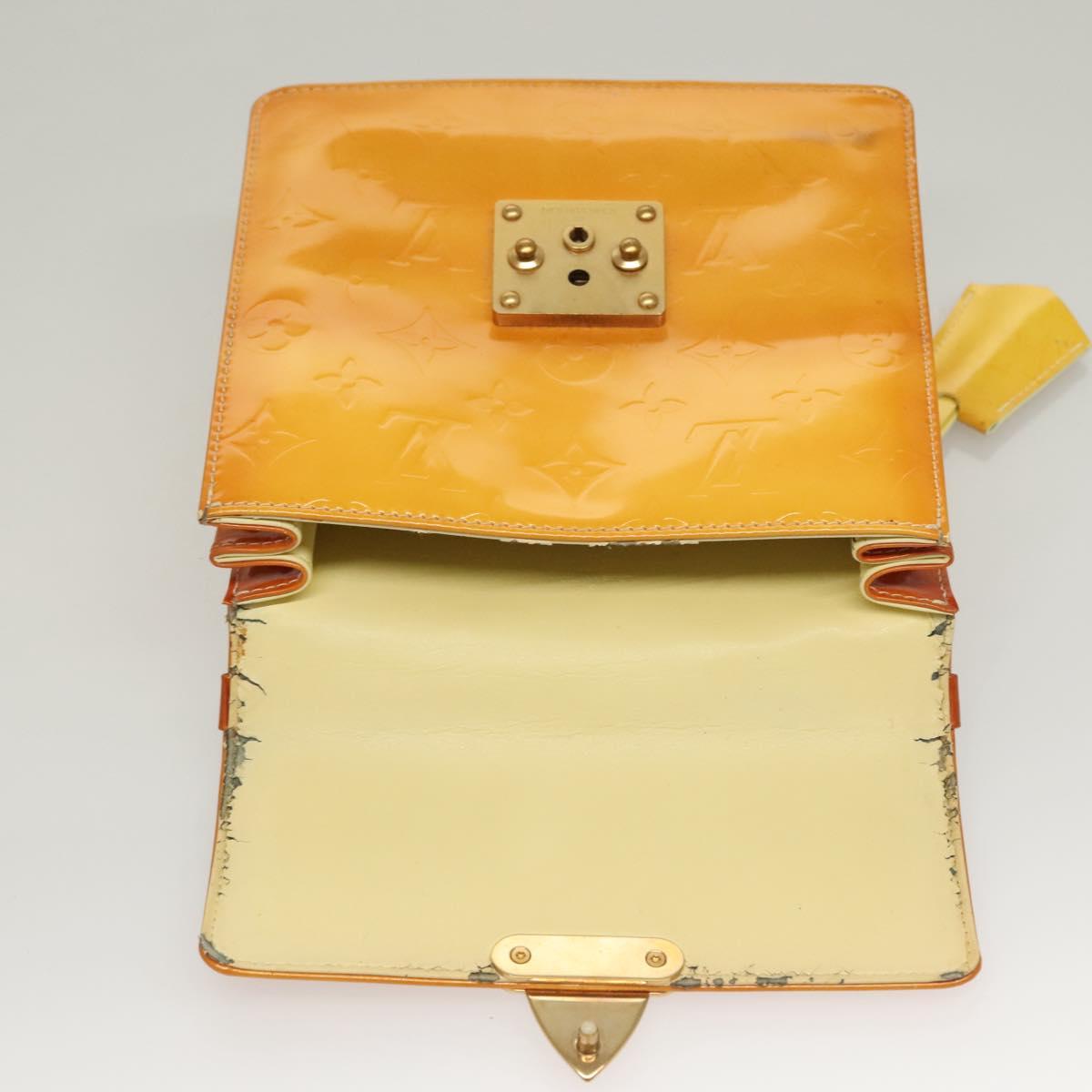 LOUIS VUITTON Monogram Vernis Spring Street Bag Lime Yellow M91068 Auth BA4452