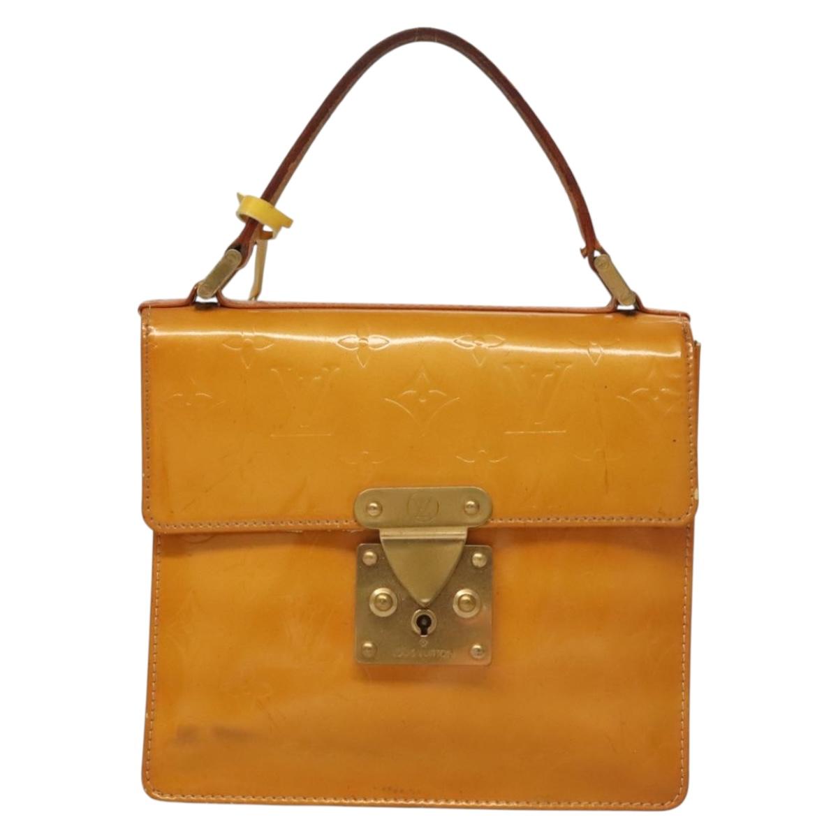 LOUIS VUITTON Monogram Vernis Spring Street Bag Lime Yellow M91068 Auth BA4452
