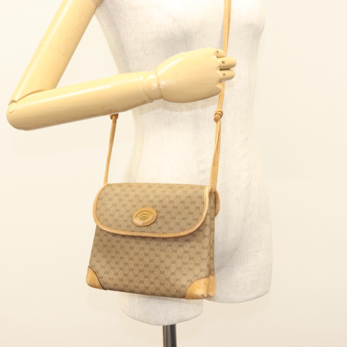 GUCCI Micro GG Supreme Shoulder Bag PVC Beige Gold 007 92 5548 Auth BA4470