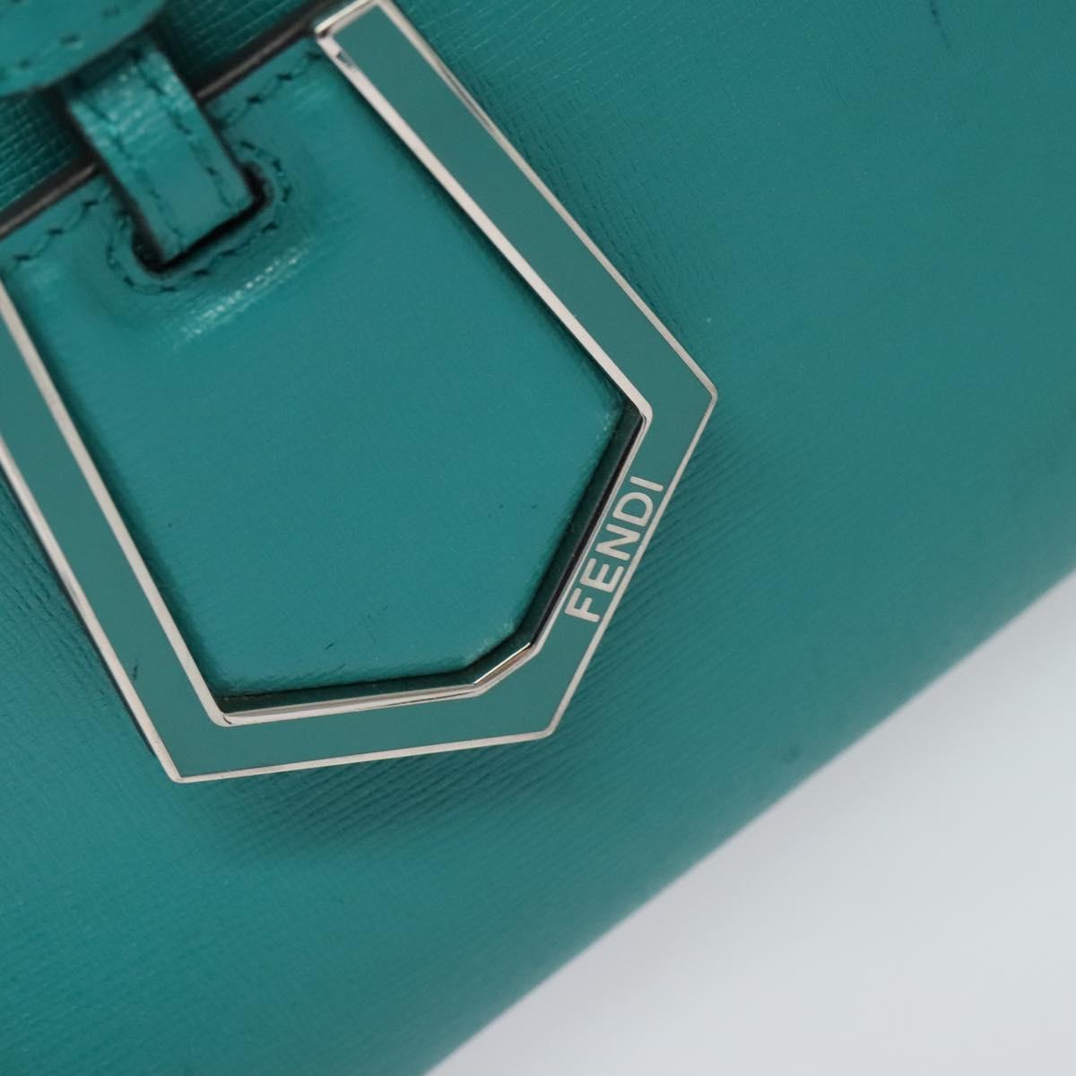 FENDI Petite To Jules Hand Bag Leather Silver Emerald Green Auth BA4473