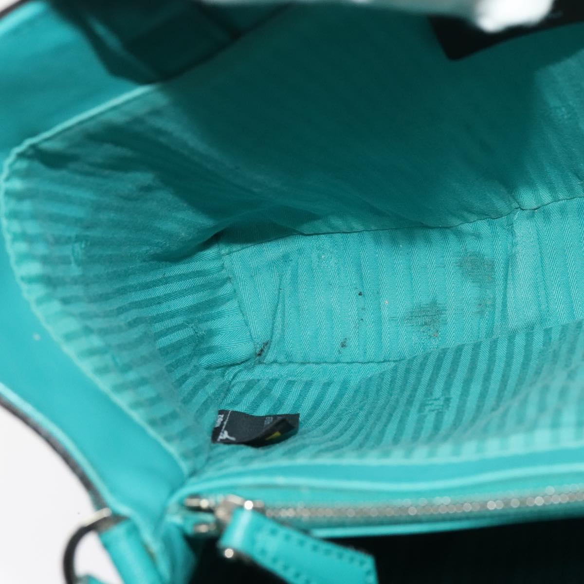 FENDI Petite To Jules Hand Bag Leather Silver Emerald Green Auth BA4473