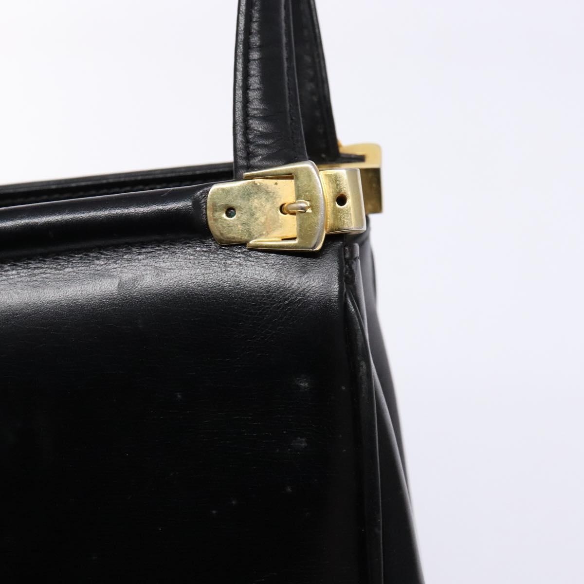 GUCCI Shoulder Bag Leather Vintage Black Gold Auth BA4474