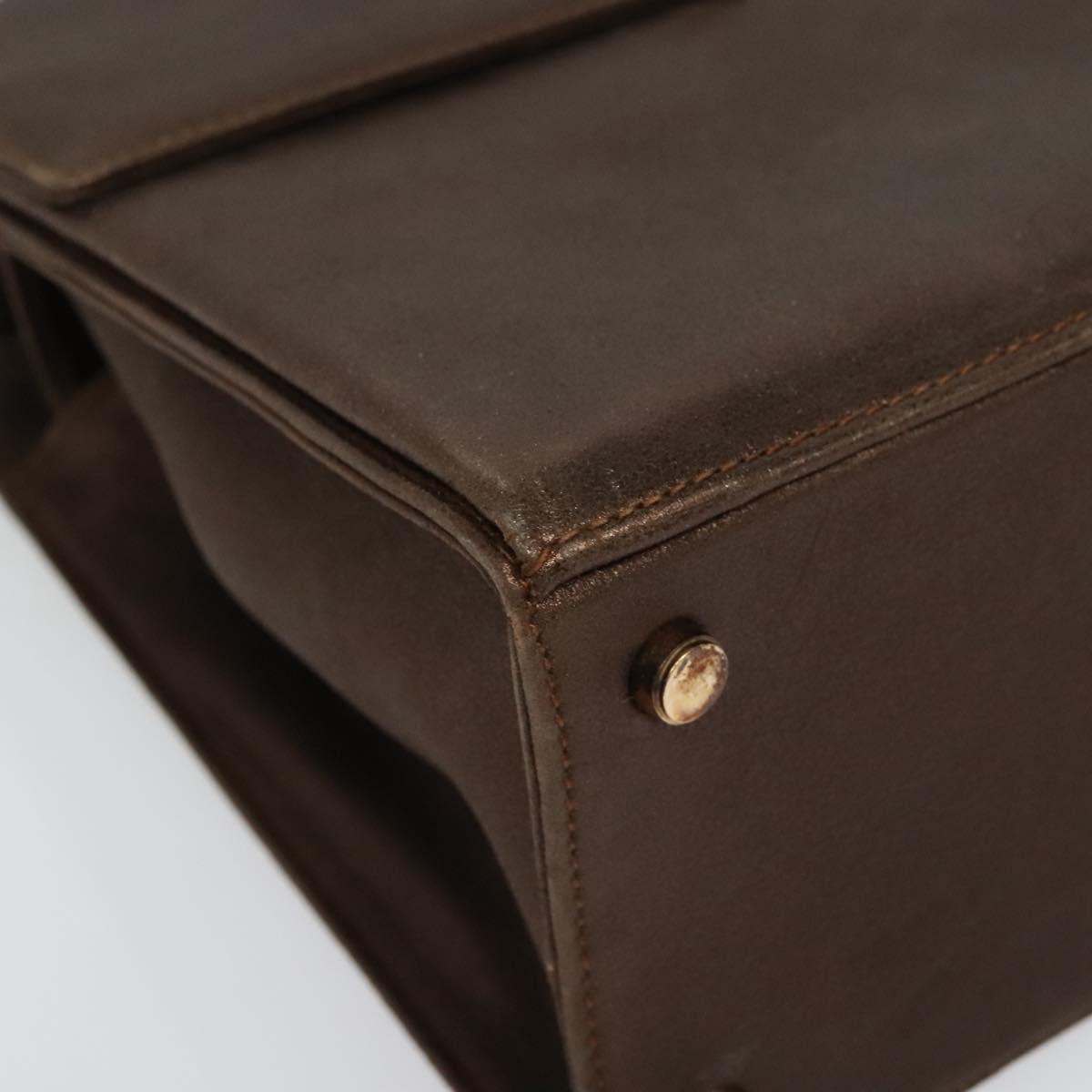 Salvatore Ferragamo Gancini Hand Bag Leather 2way Brown Gold Auth BA4475