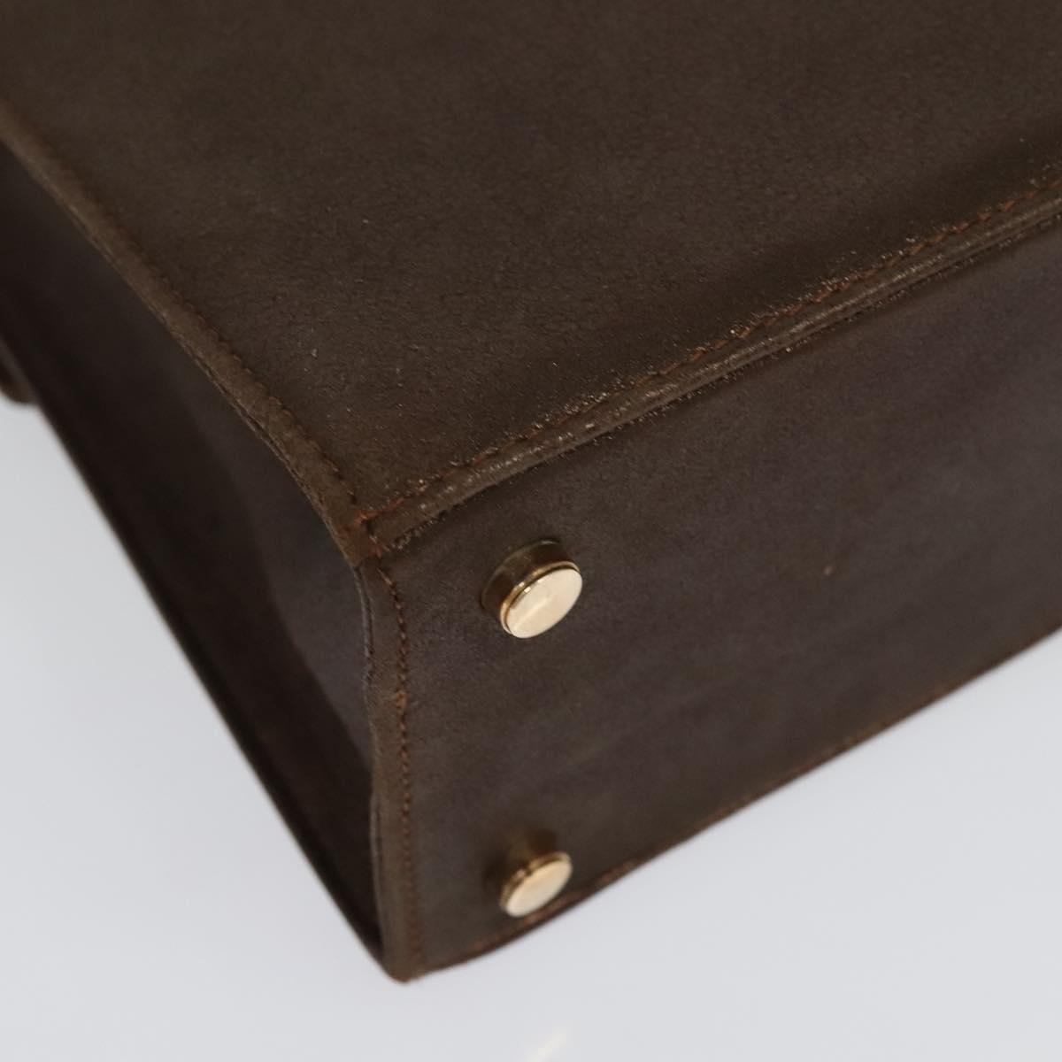 Salvatore Ferragamo Gancini Hand Bag Leather 2way Brown Gold Auth BA4475