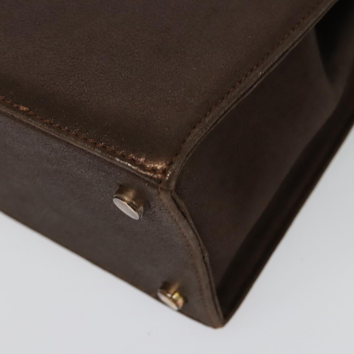 Salvatore Ferragamo Gancini Hand Bag Leather 2way Brown Gold Auth BA4475