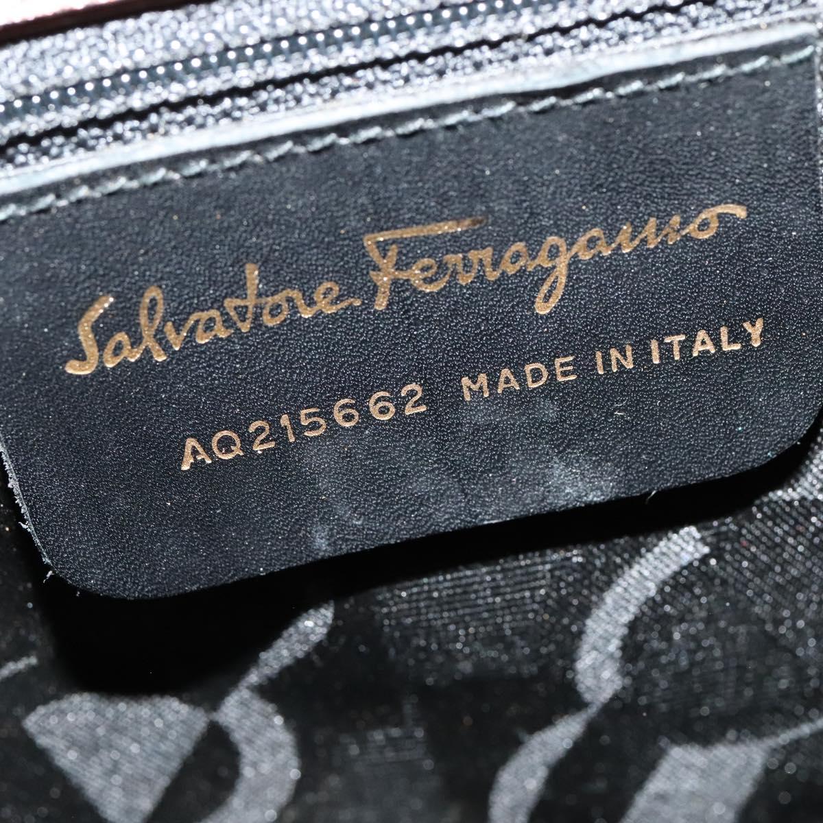 Salvatore Ferragamo Gancini Hand Bag Leather 2way Brown Gold Auth BA4475