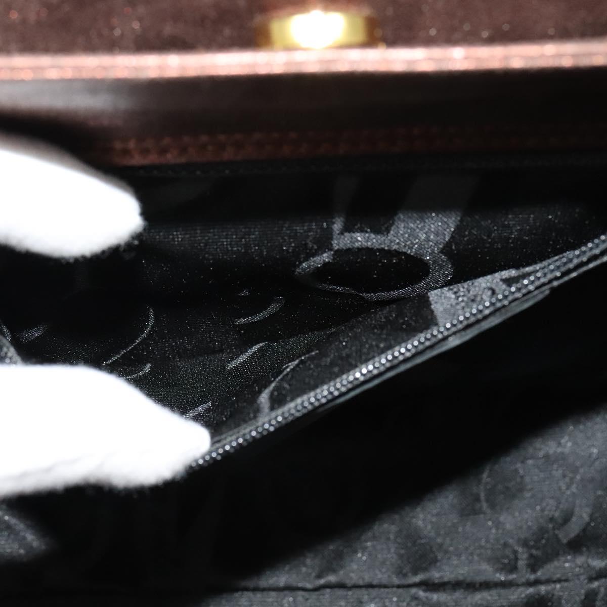 Salvatore Ferragamo Gancini Hand Bag Leather 2way Brown Gold Auth BA4475