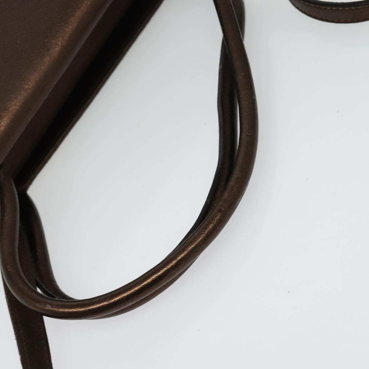 Salvatore Ferragamo Gancini Hand Bag Leather 2way Brown Gold Auth BA4475