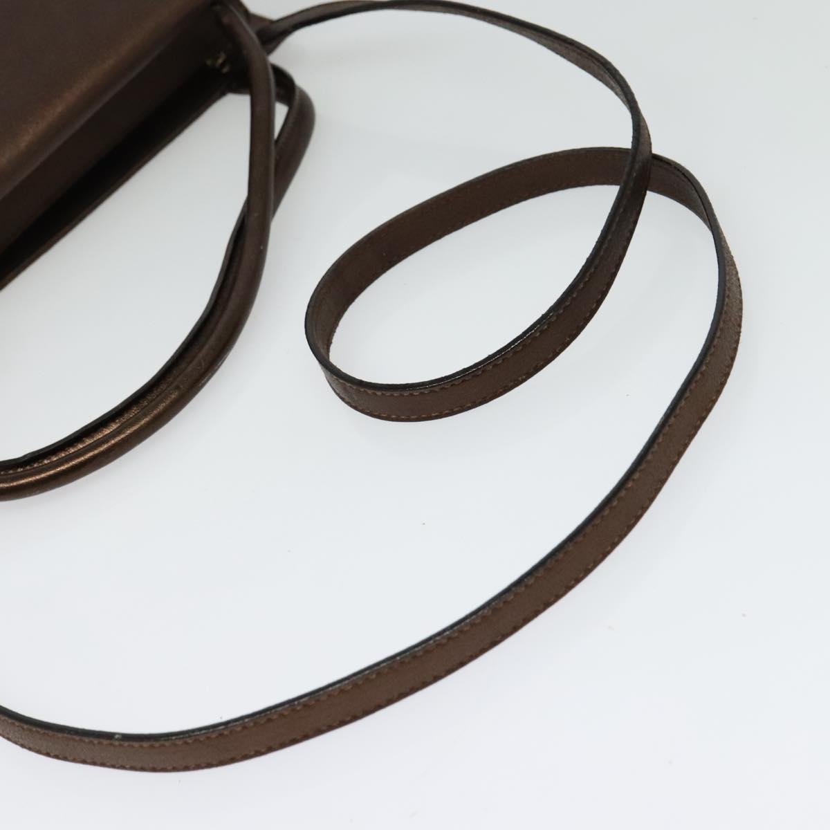 Salvatore Ferragamo Gancini Hand Bag Leather 2way Brown Gold Auth BA4475