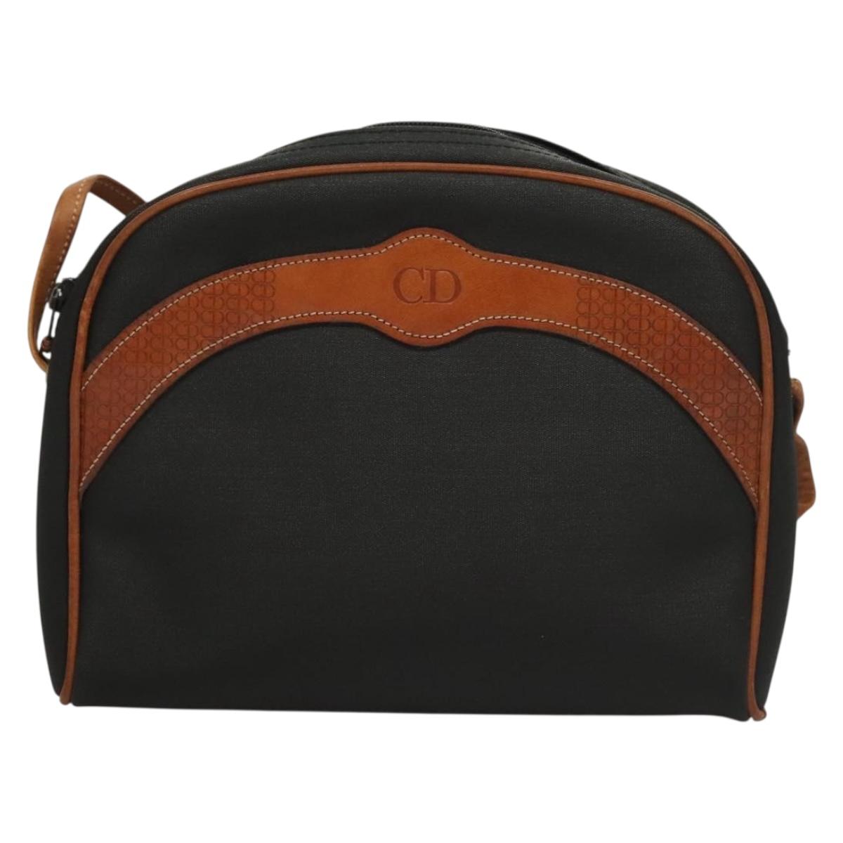 Christian Dior Shoulder Bag Leather PVC Black Brown Auth BA4478