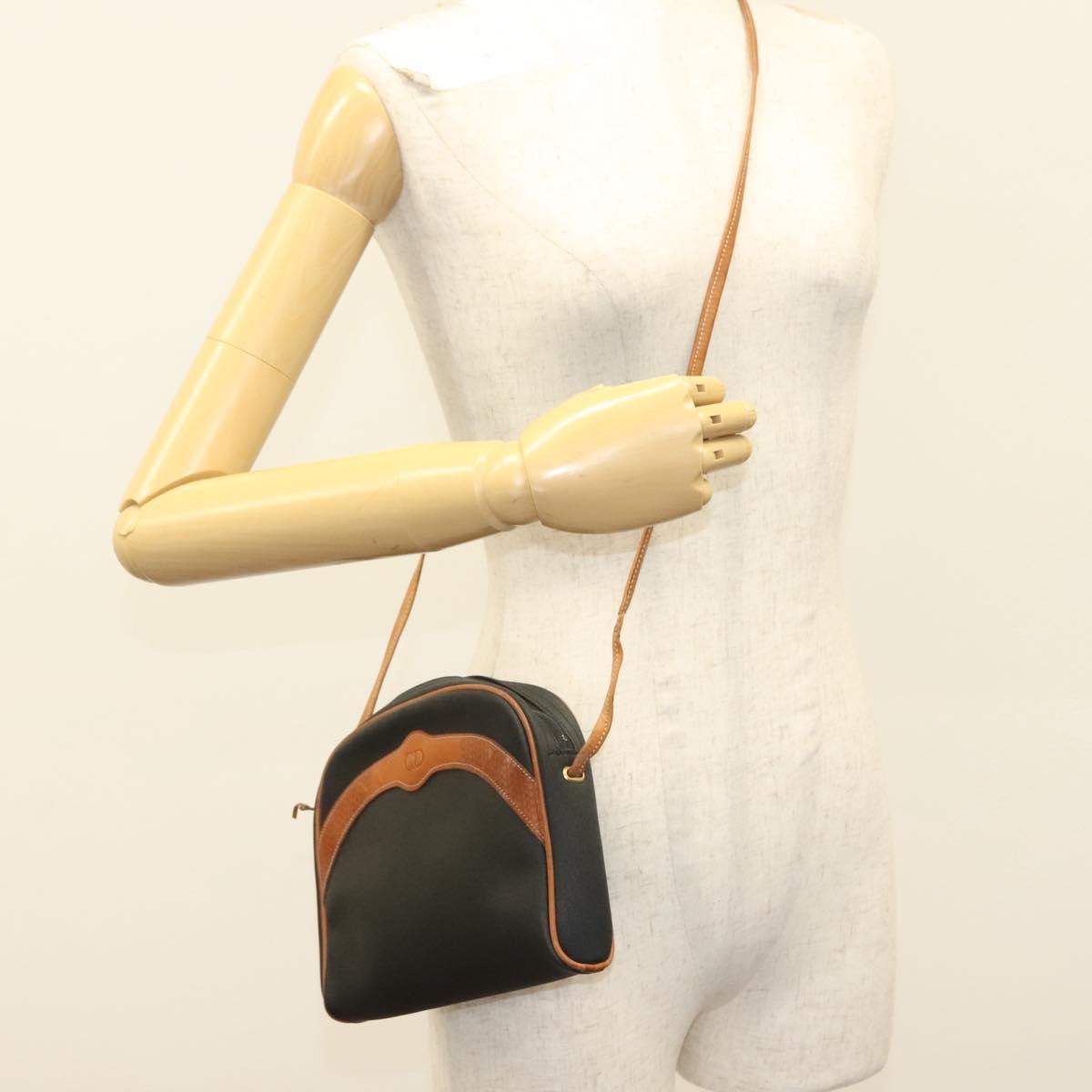 Christian Dior Shoulder Bag Leather PVC Black Brown Auth BA4478