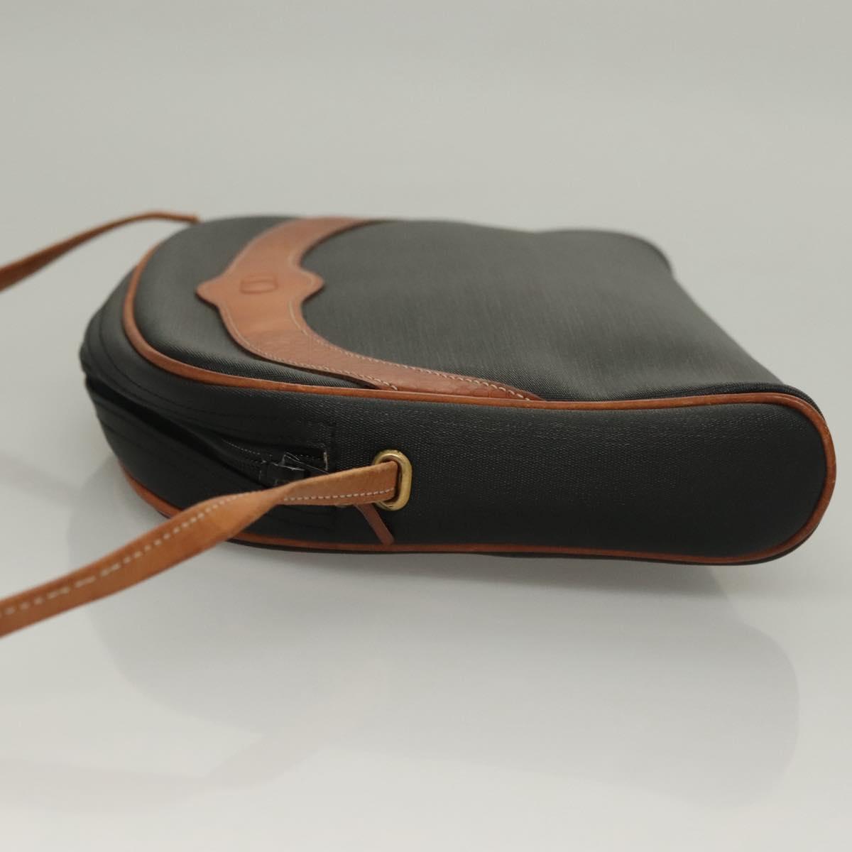 Christian Dior Shoulder Bag Leather PVC Black Brown Auth BA4478