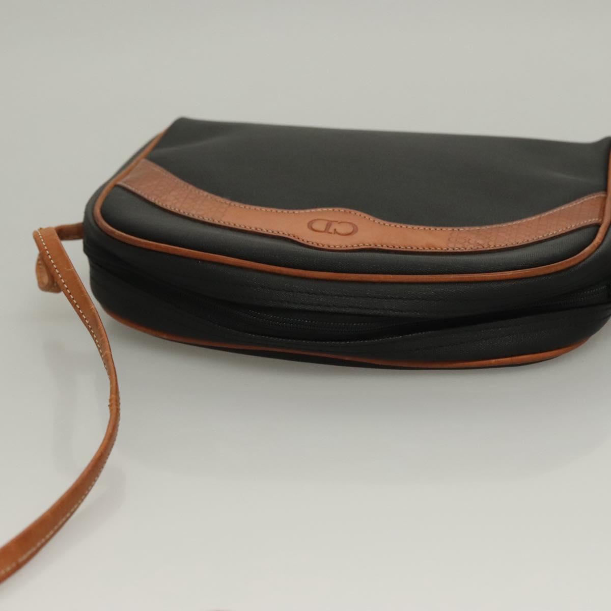 Christian Dior Shoulder Bag Leather PVC Black Brown Auth BA4478