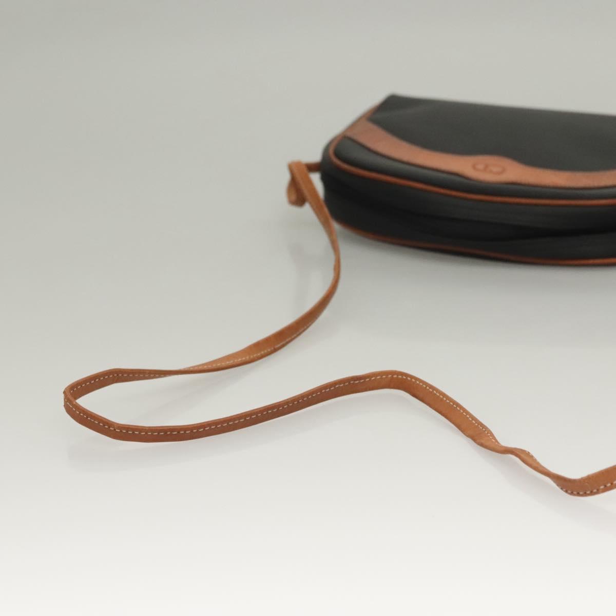 Christian Dior Shoulder Bag Leather PVC Black Brown Auth BA4478