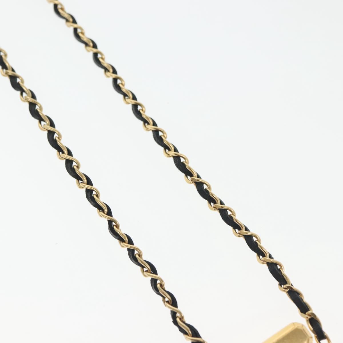 CHANEL COCO Mark Perfume Necklace metal Gold CC Auth BA4482