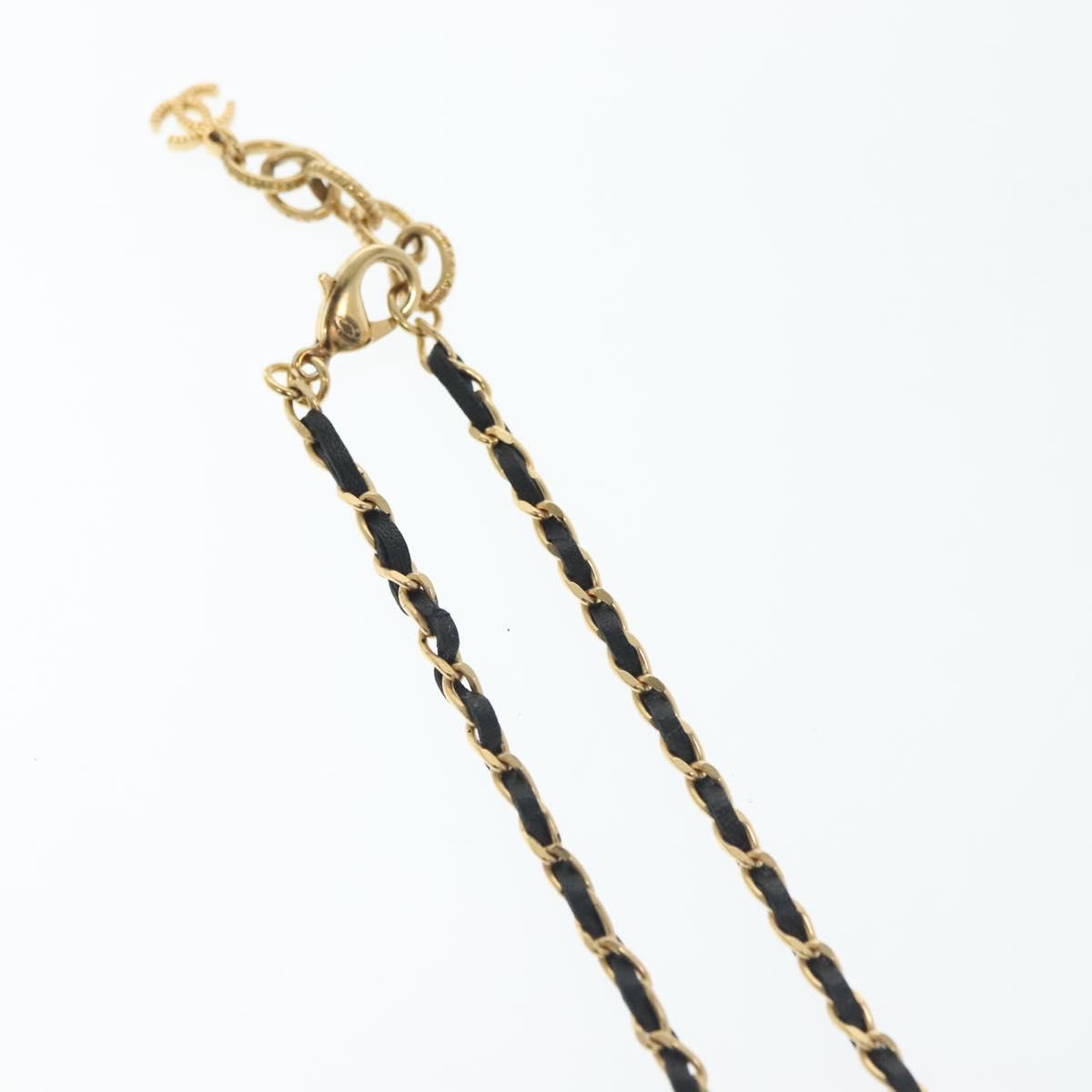 CHANEL COCO Mark Perfume Necklace metal Gold CC Auth BA4482