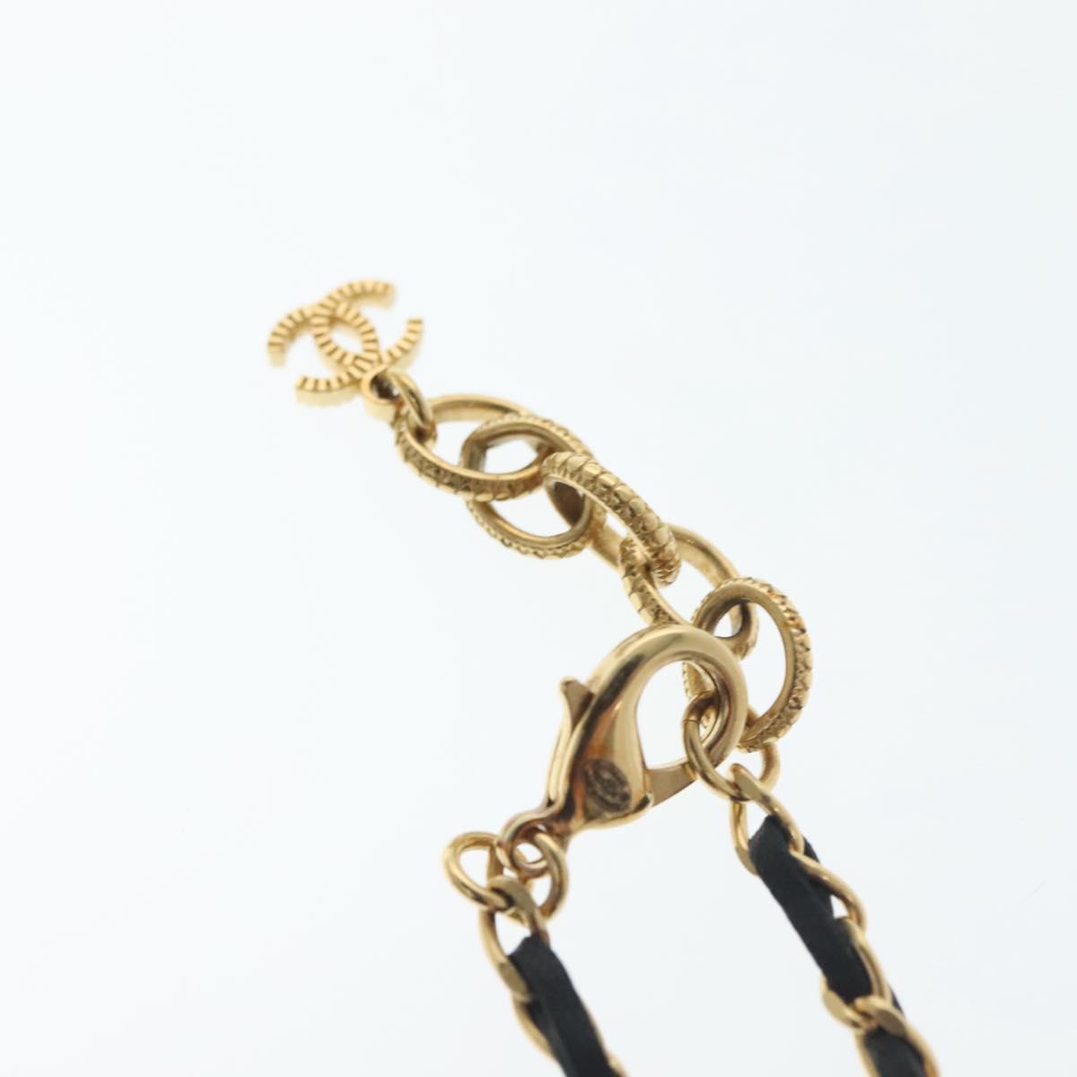 CHANEL COCO Mark Perfume Necklace metal Gold CC Auth BA4482