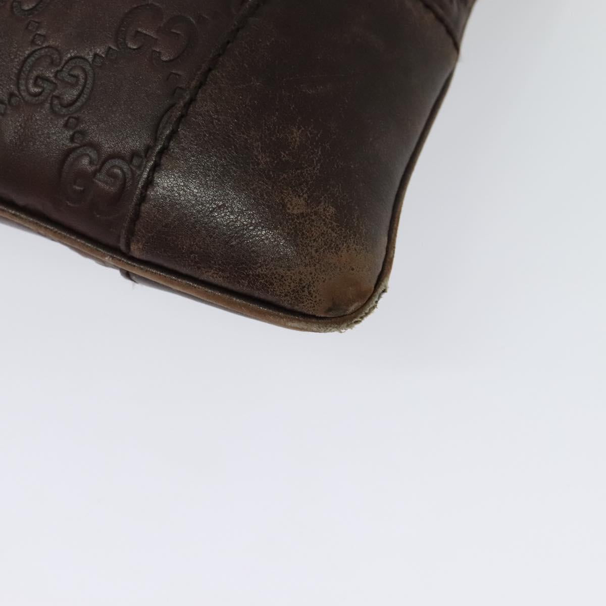 GUCCI GG Canvas Guccissima Shoulder Bag Leather Brown Silver 162914 Auth BA4492