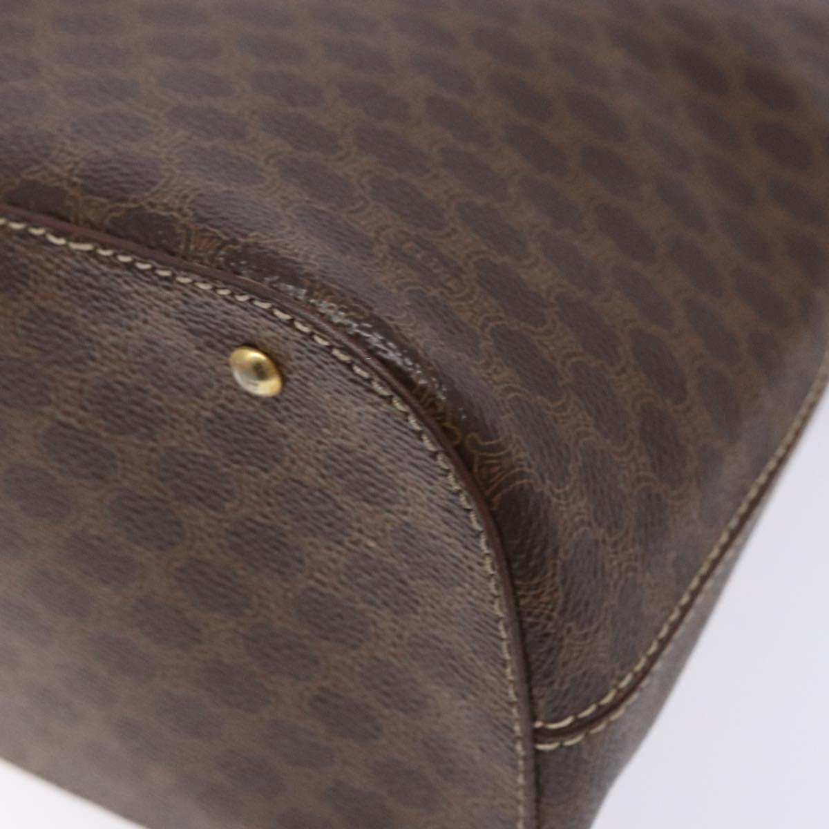 CELINE Macadam Canvas Hand Bag PVC Leather Brown Gold Auth BA4505
