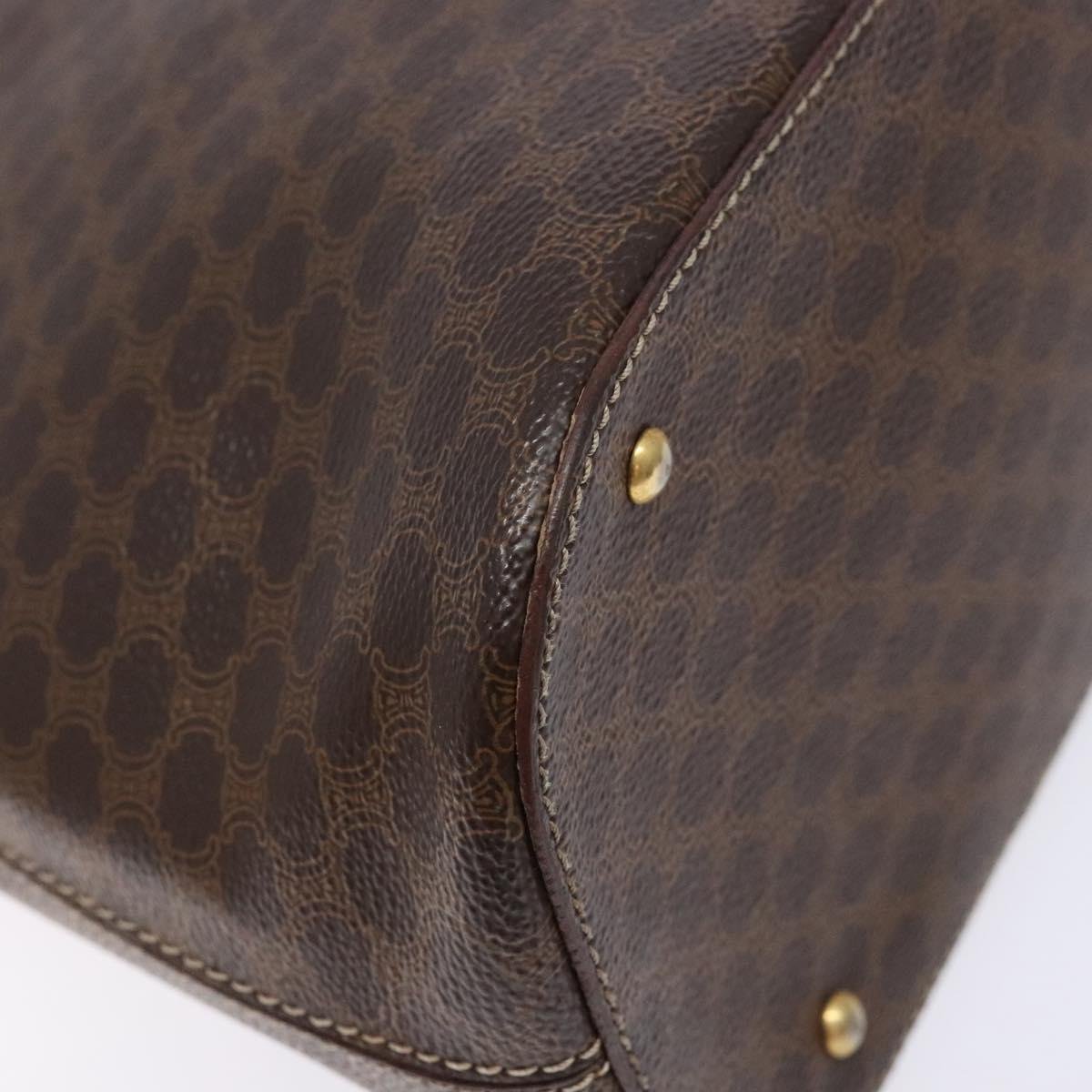 CELINE Macadam Canvas Hand Bag PVC Leather Brown Gold Auth BA4505