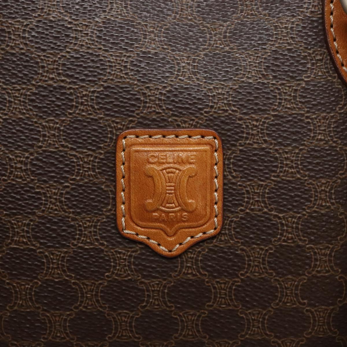 CELINE Macadam Canvas Hand Bag PVC Leather Brown Gold Auth BA4505