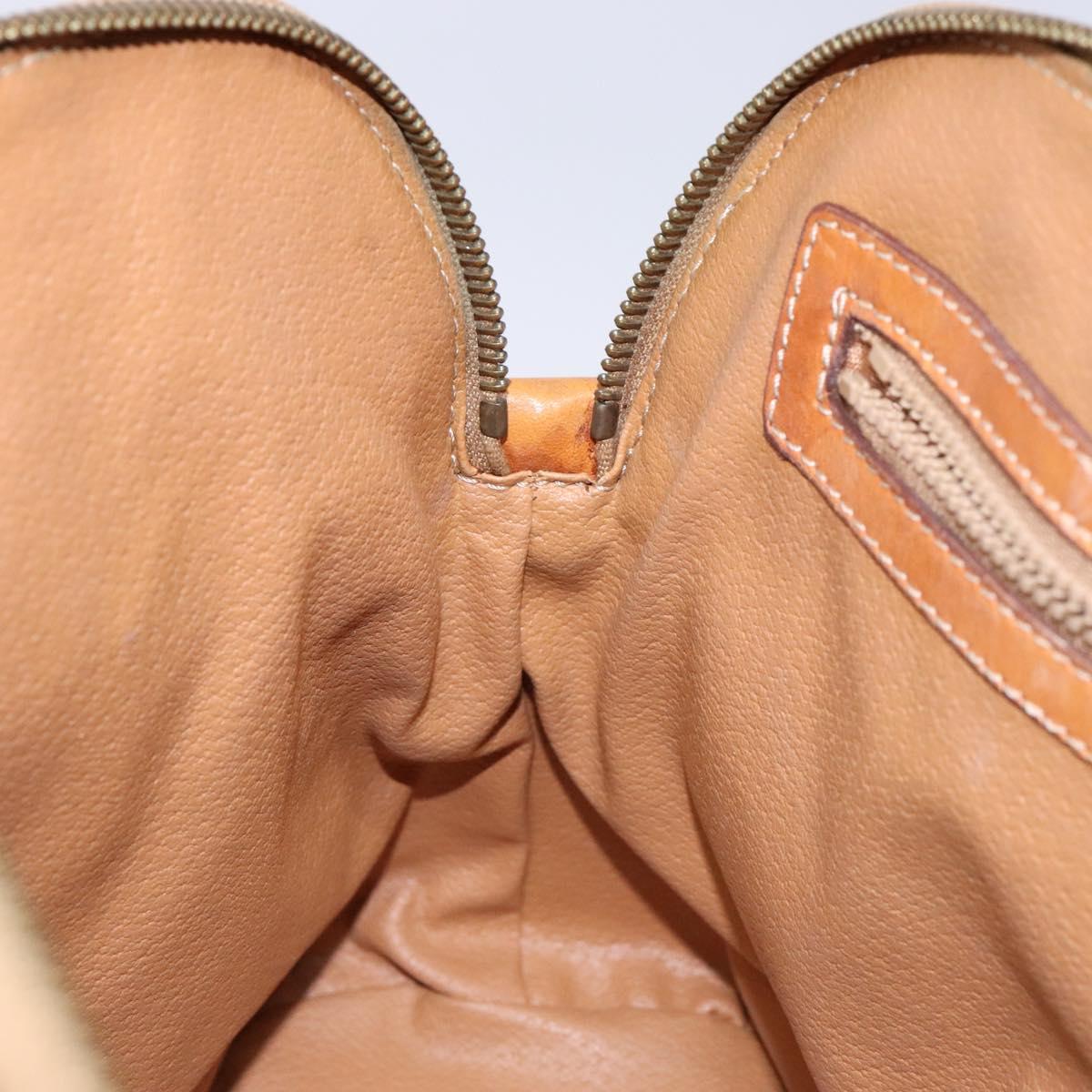 CELINE Macadam Canvas Hand Bag PVC Leather Brown Gold Auth BA4505