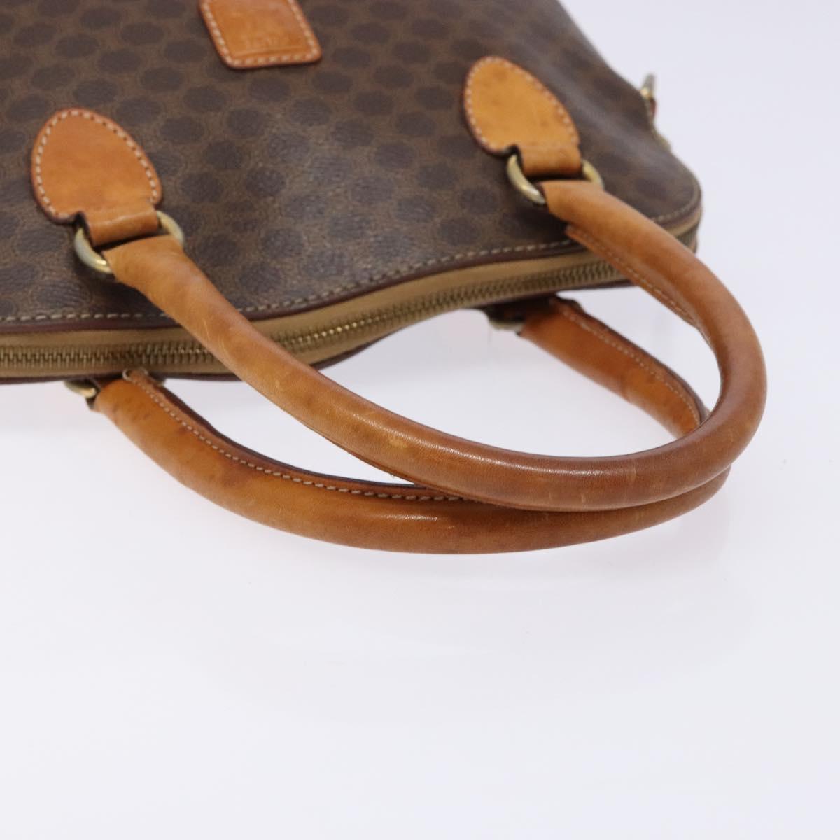 CELINE Macadam Canvas Hand Bag PVC Leather Brown Gold Auth BA4505