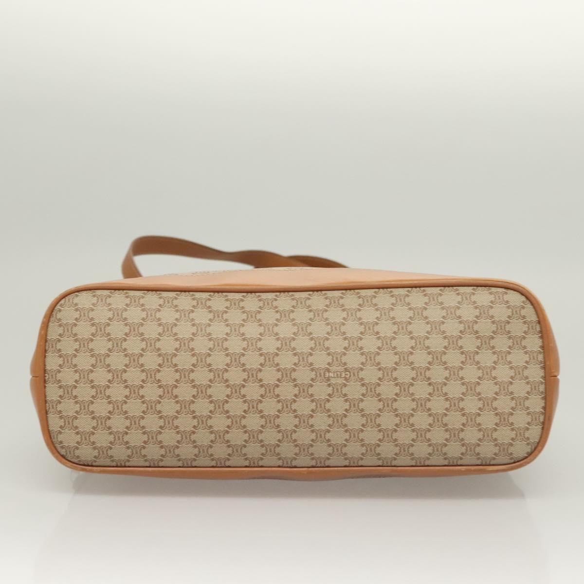 CELINE Macadam Canvas Shoulder Bag PVC Beige Gold Auth BA4513