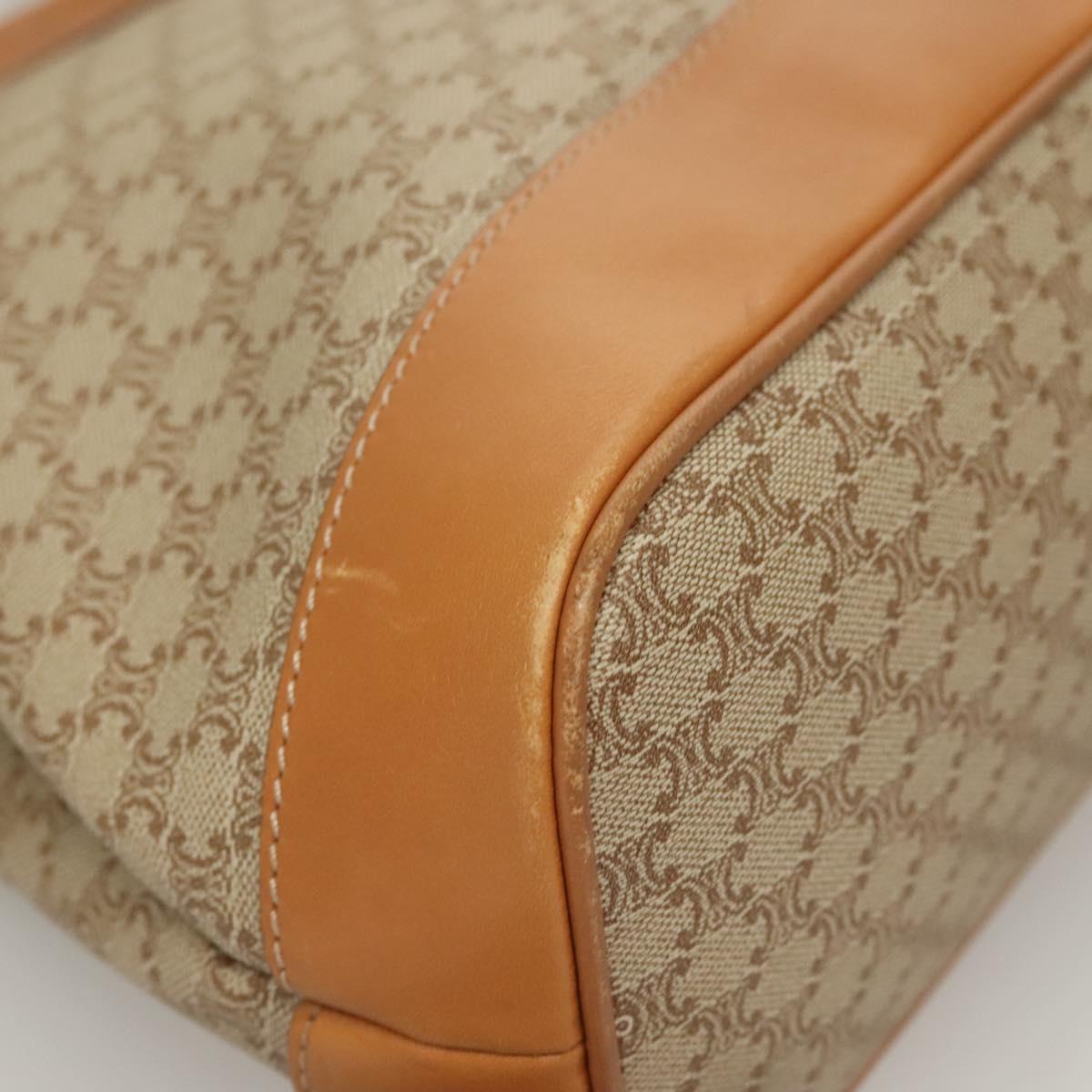 CELINE Macadam Canvas Shoulder Bag PVC Beige Gold Auth BA4513