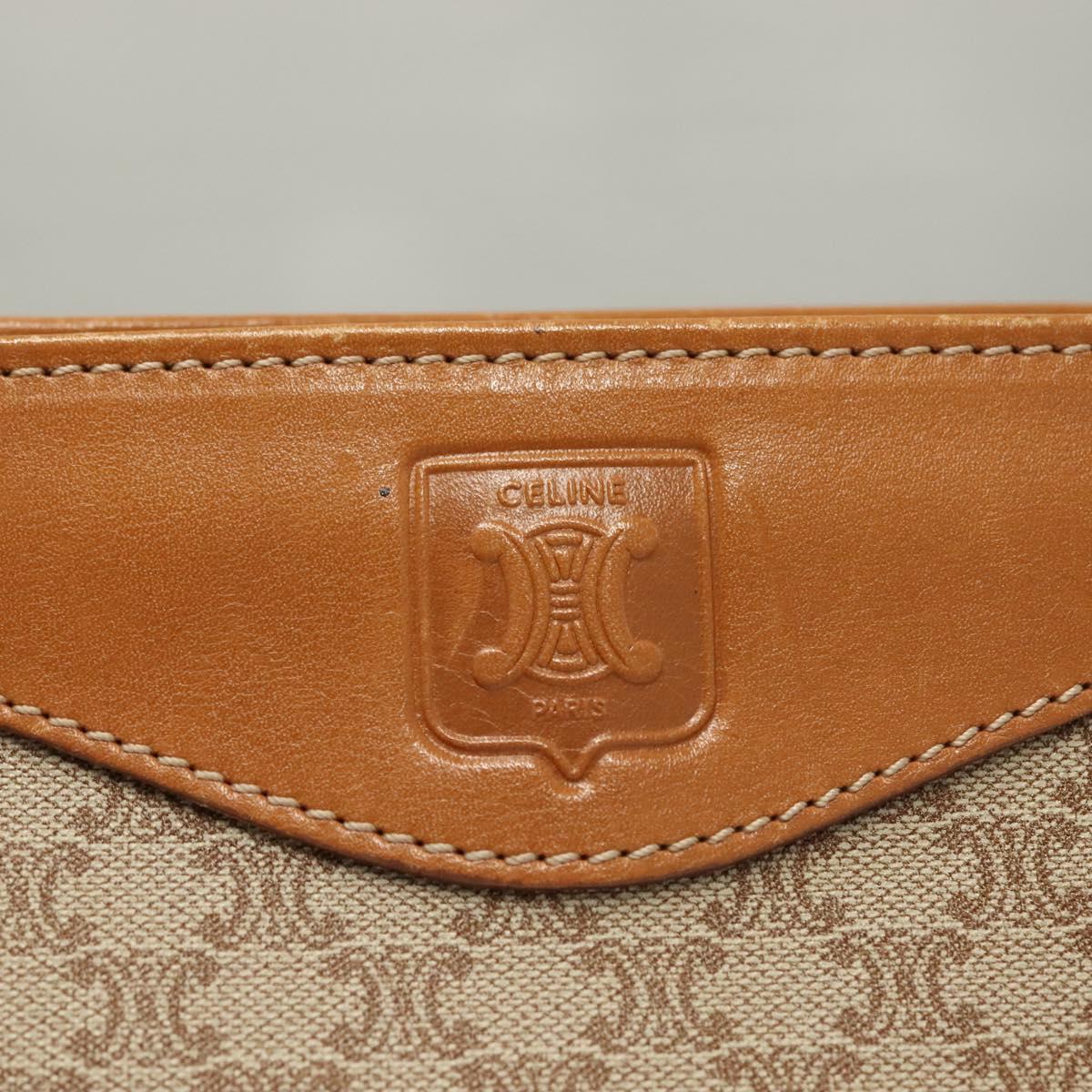 CELINE Macadam Canvas Shoulder Bag PVC Beige Gold Auth BA4513