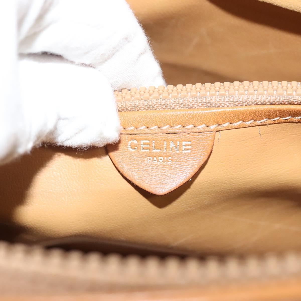 CELINE Macadam Canvas Shoulder Bag PVC Beige Gold Auth BA4513