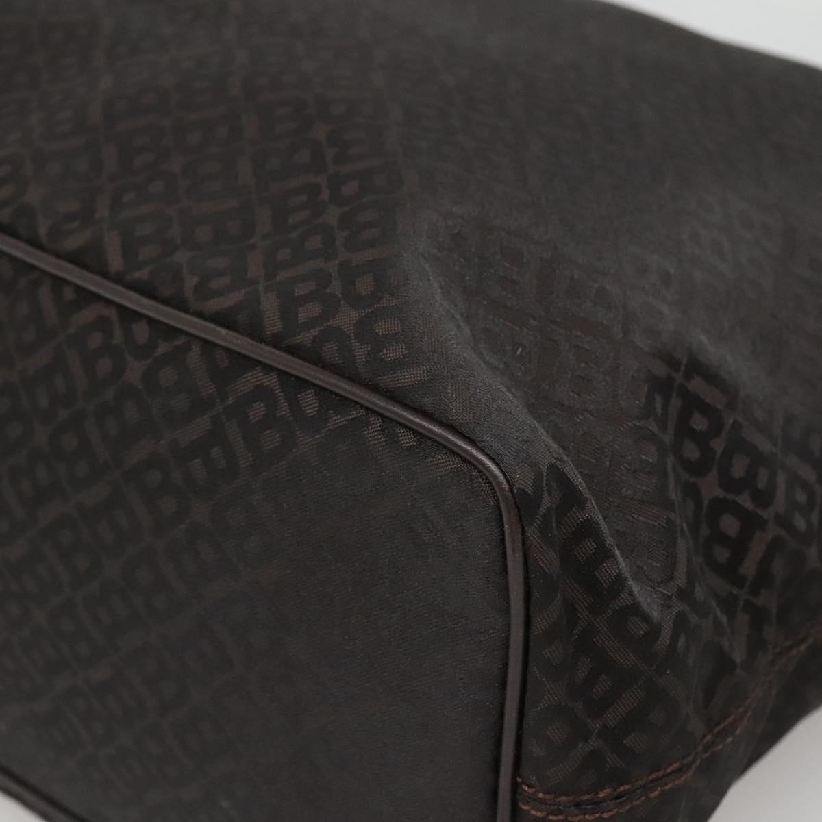 BALLY Tote Bag Nylon Brown Gold Auth BA4527