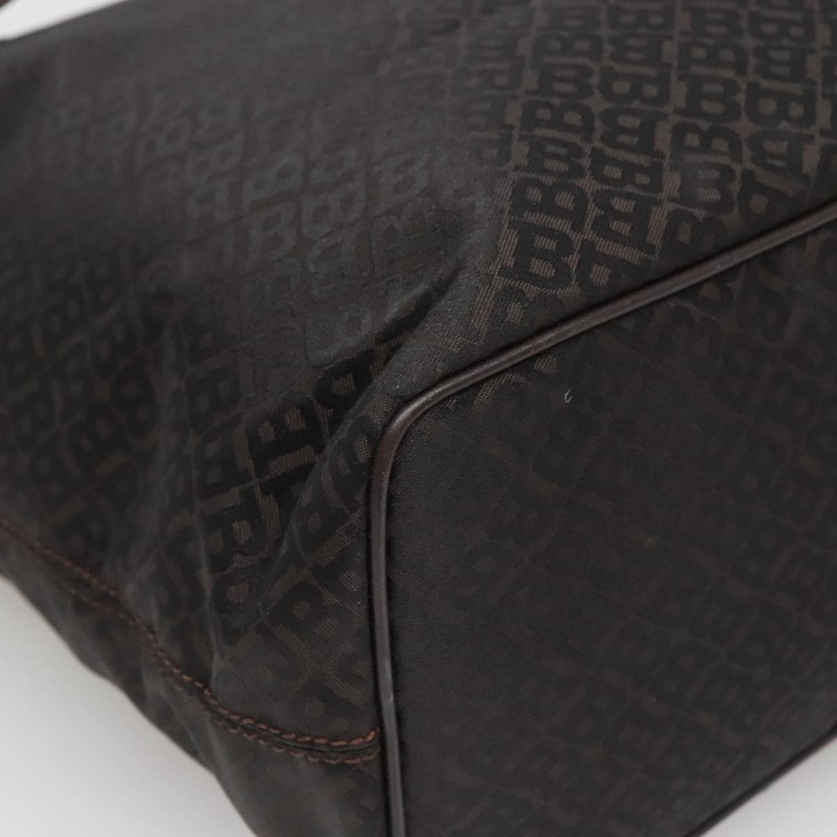 BALLY Tote Bag Nylon Brown Gold Auth BA4527