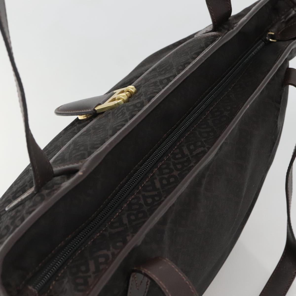 BALLY Tote Bag Nylon Brown Gold Auth BA4527