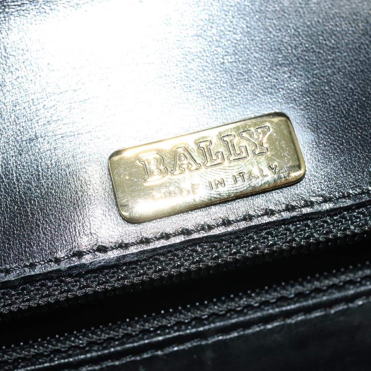BALLY Shoulder Bag Leather Black Gold Auth BA4529