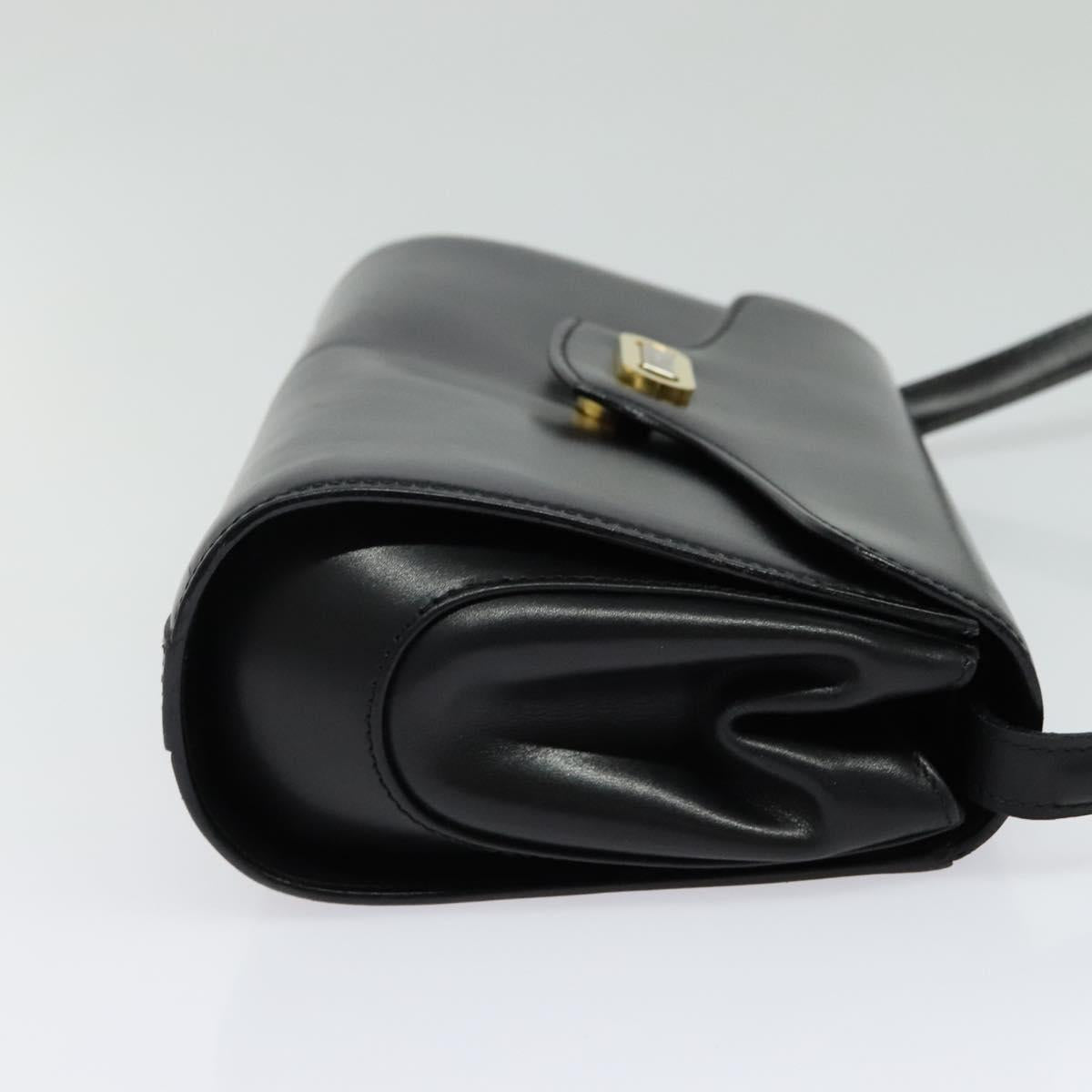 BALLY Shoulder Bag Leather Black Gold Auth BA4529