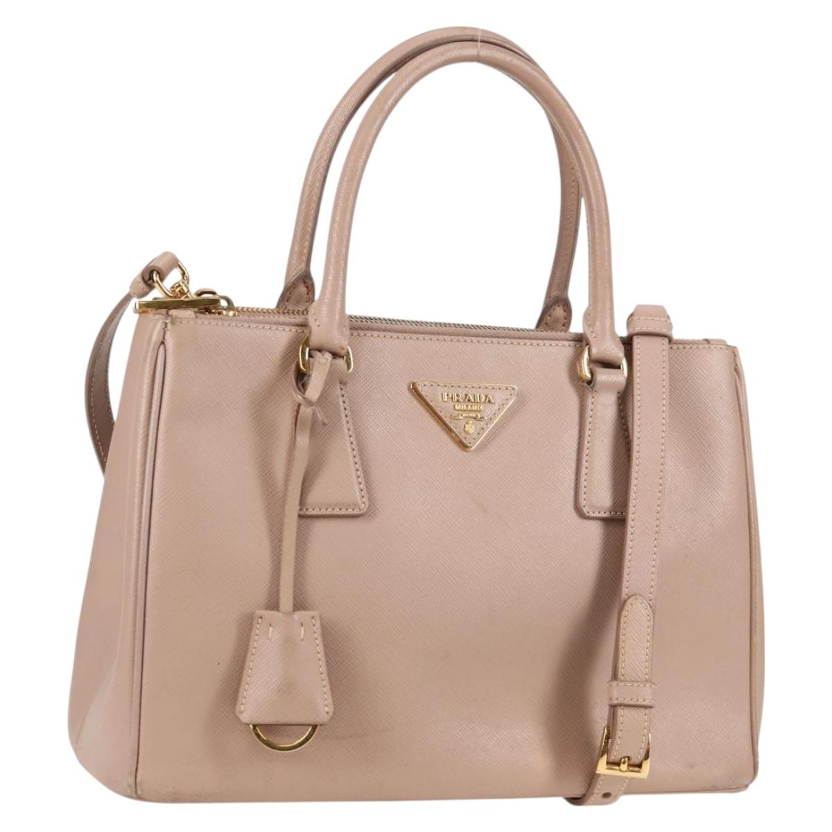 PRADA Galleria Hand Bag Safiano leather Pink Gold Auth BA4533