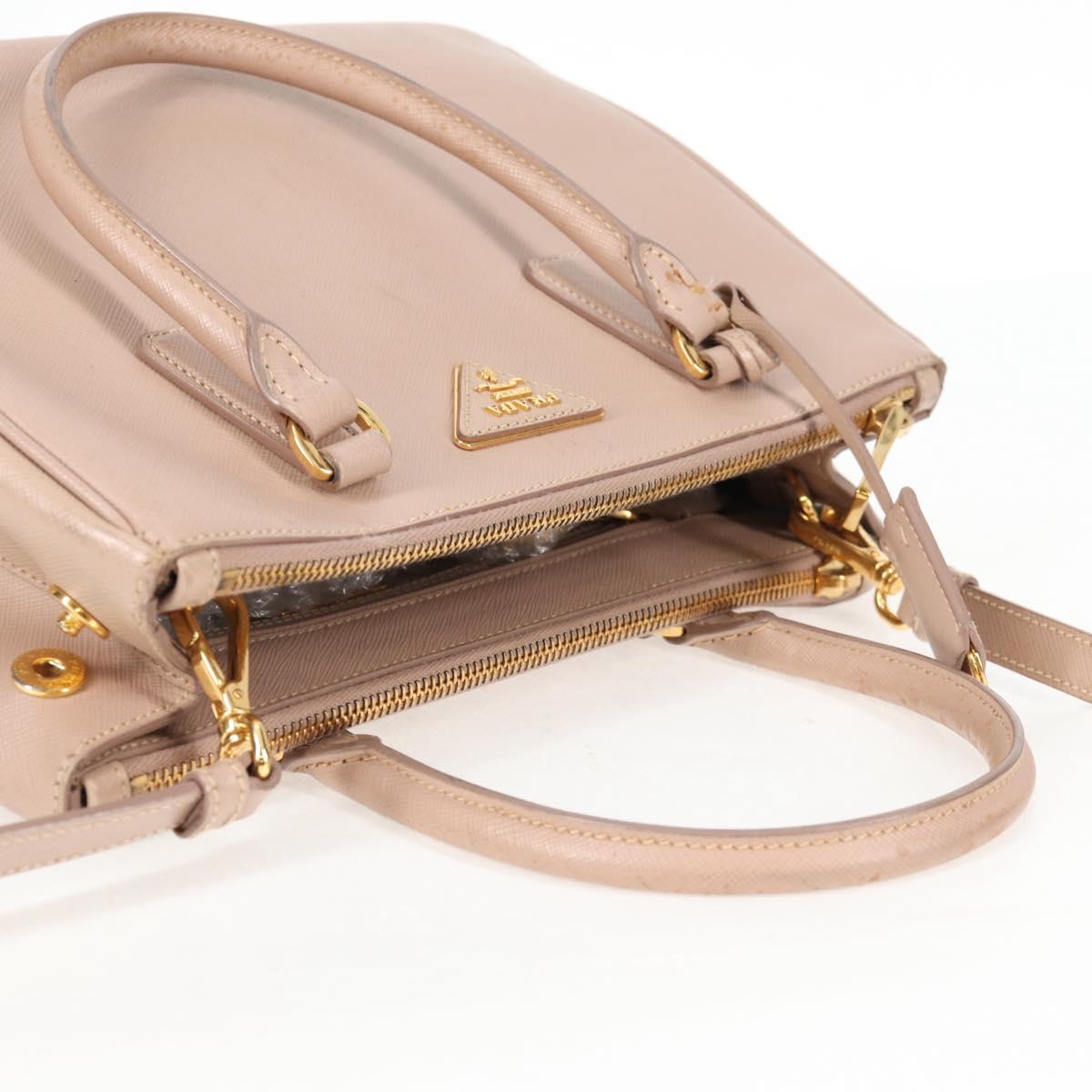PRADA Galleria Hand Bag Safiano leather Pink Gold Auth BA4533