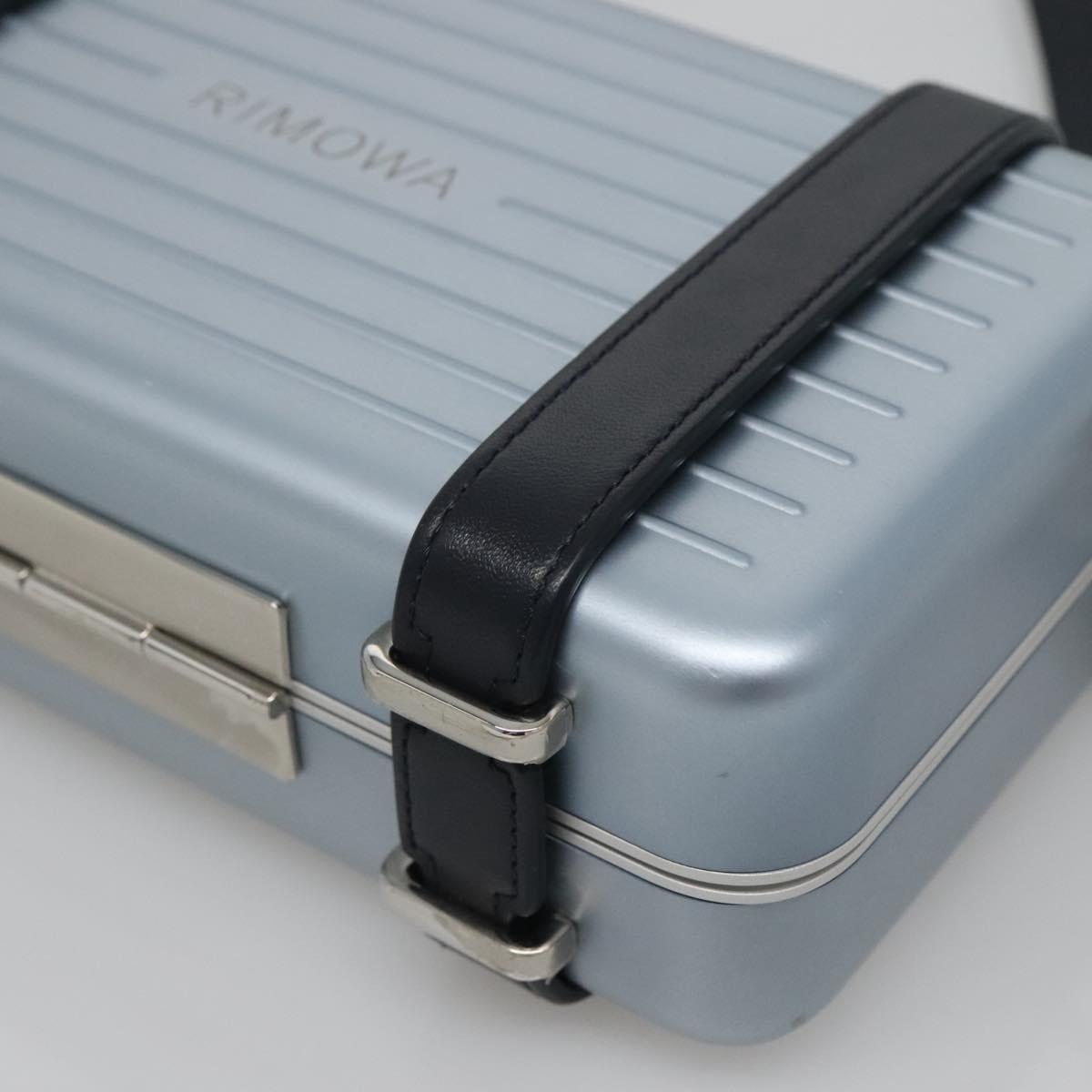 Christian Dior × RIMOWA Personal Clutch Aluminum Alloy Light Blue Auth BA4539