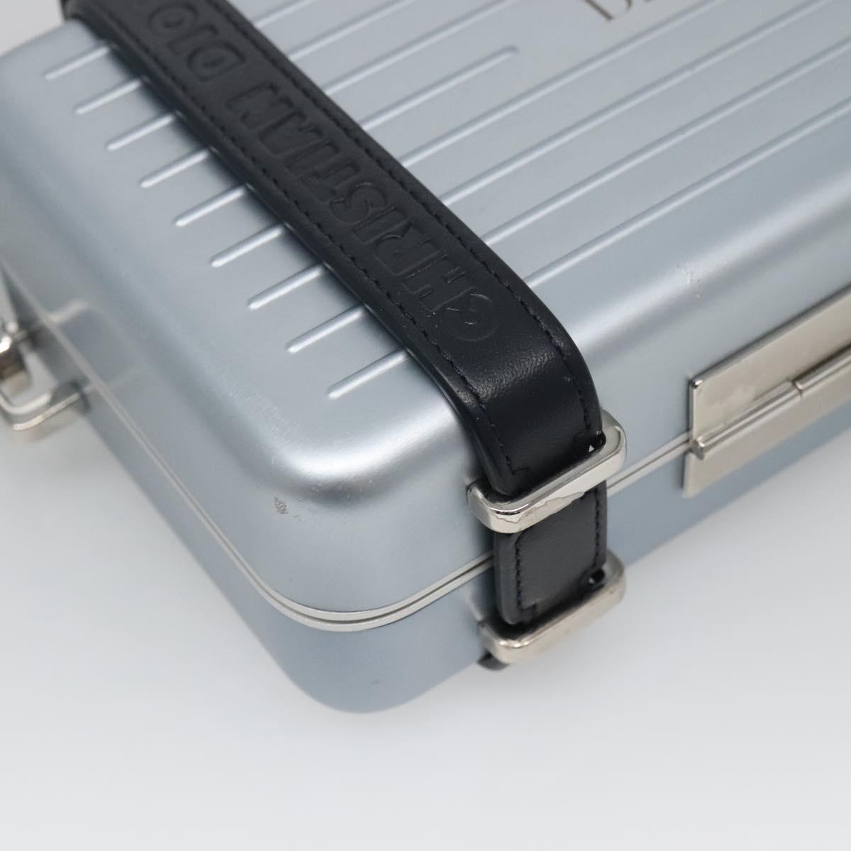 Christian Dior × RIMOWA Personal Clutch Aluminum Alloy Light Blue Auth BA4539