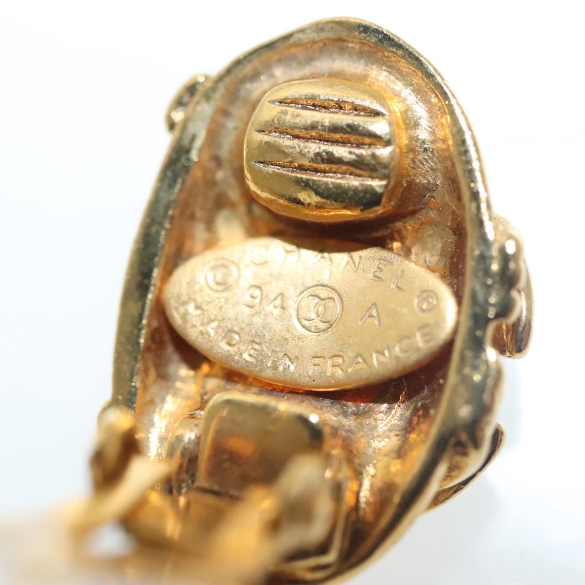 CHANEL COCO Mark Gripoa Earring metal Gold CC Auth BA4542V