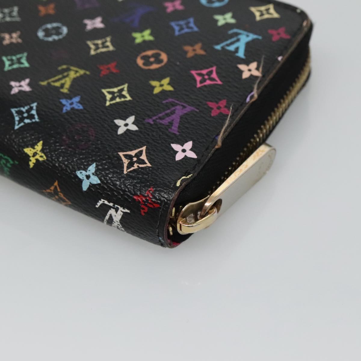 LOUIS VUITTON Monogram Multicolor Zippy Wallet Long Black M60243 LV Auth BA4571
