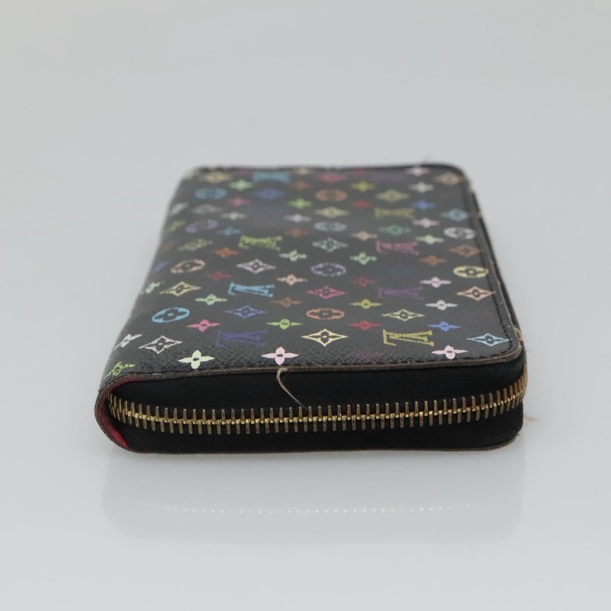 LOUIS VUITTON Monogram Multicolor Zippy Wallet Long Black M60243 LV Auth BA4571