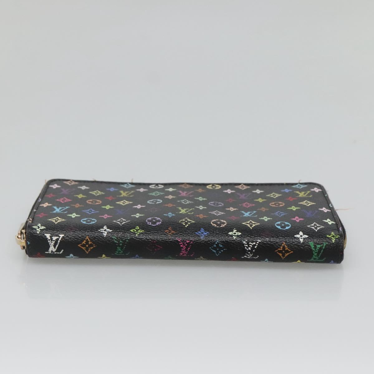LOUIS VUITTON Monogram Multicolor Zippy Wallet Long Black M60243 LV Auth BA4571
