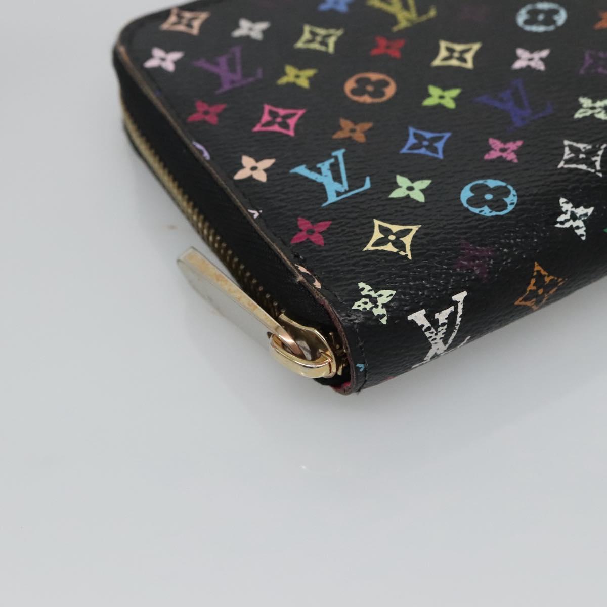 LOUIS VUITTON Monogram Multicolor Zippy Wallet Long Black M60243 LV Auth BA4571
