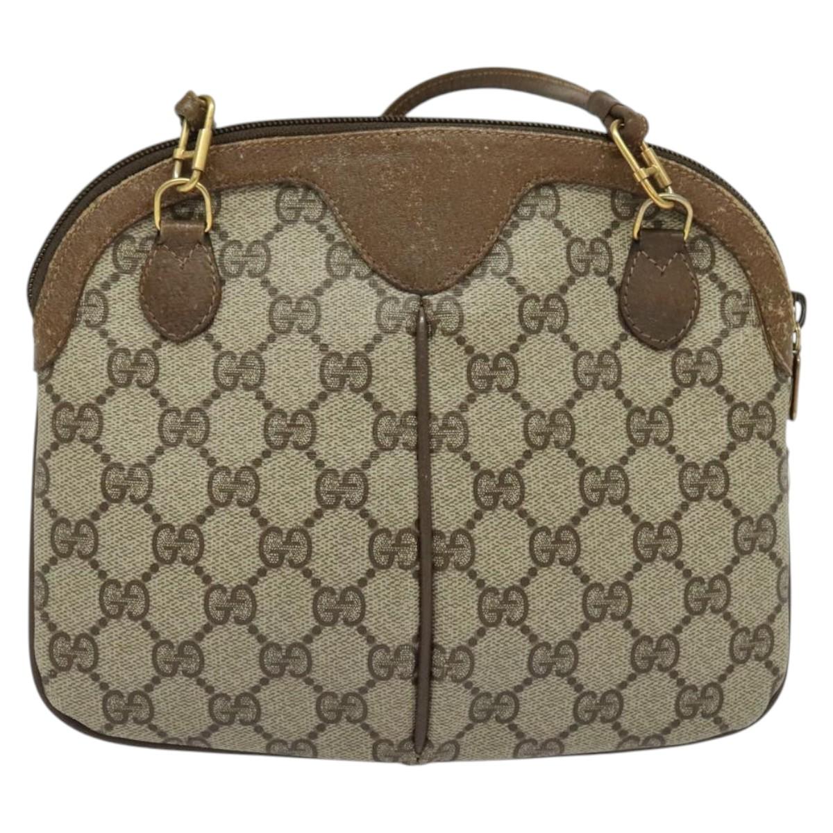 GUCCI GG Supreme Web Sherry Line Shoulder Bag PVC Beige 98 02 047 Auth BA4583