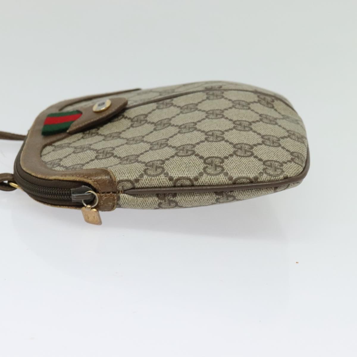 GUCCI GG Supreme Web Sherry Line Shoulder Bag PVC Beige 98 02 047 Auth BA4583