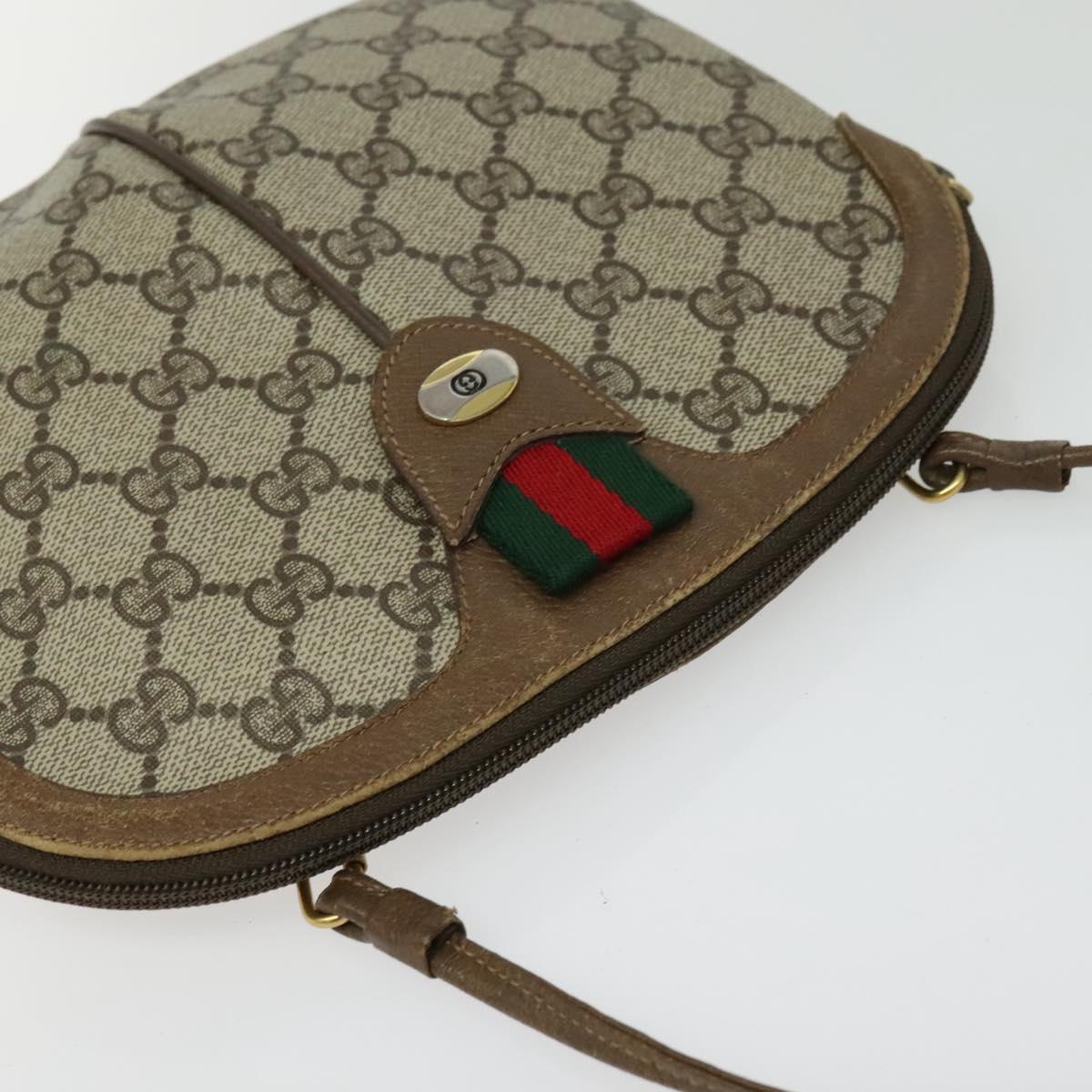 GUCCI GG Supreme Web Sherry Line Shoulder Bag PVC Beige 98 02 047 Auth BA4583